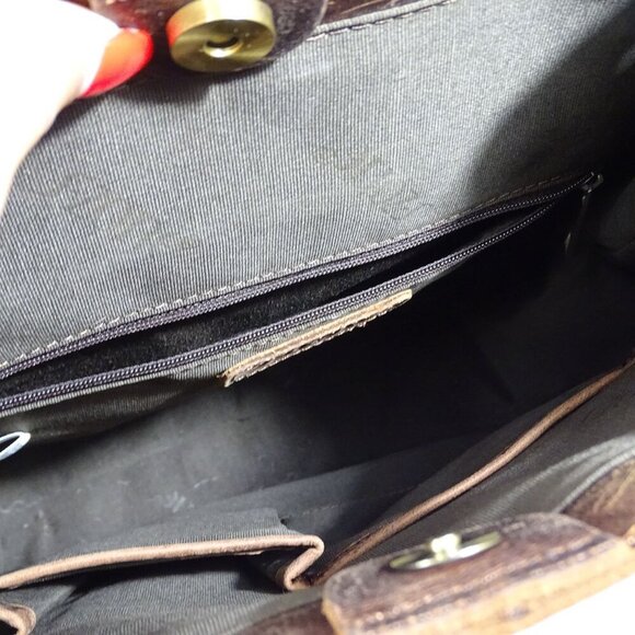 S-Zone Cowhide Leather Backpack Messenger Bag Flap Drawstring Closure D02V202106 - Picture 7 of 9